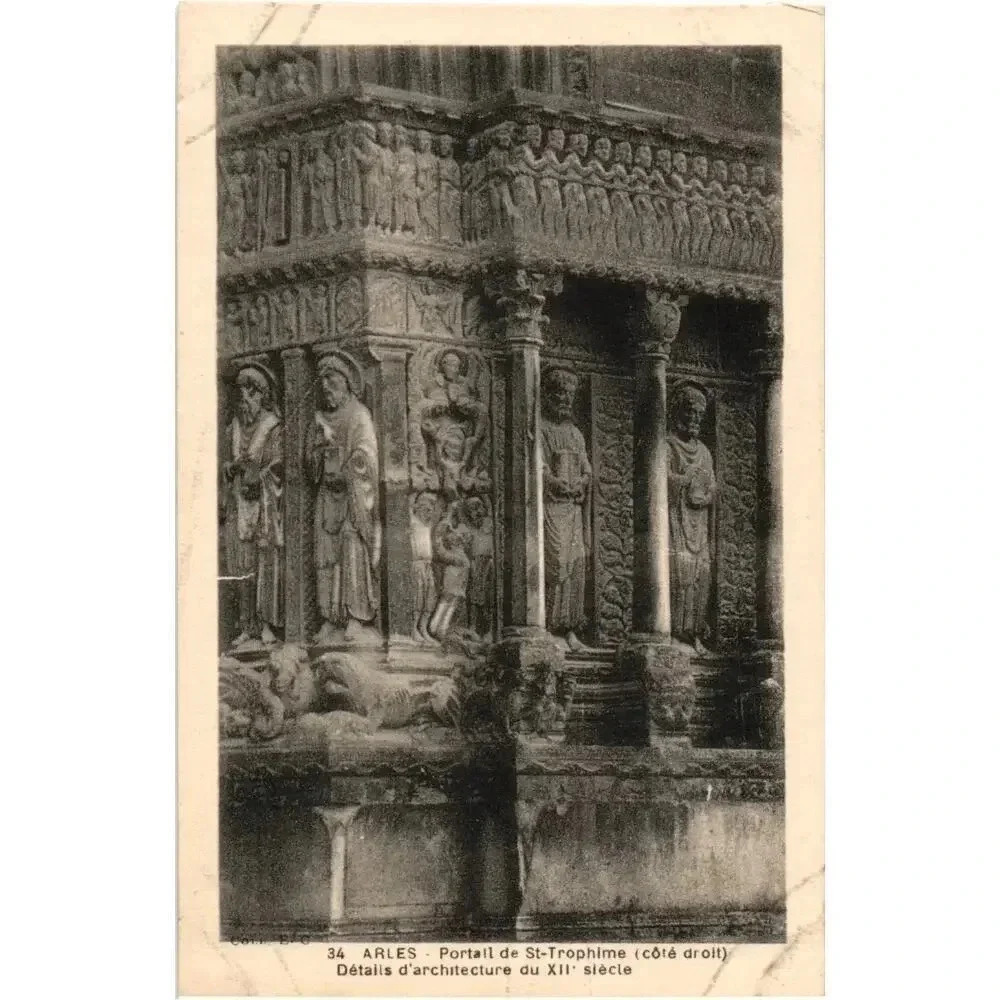 34 ARLES Portail de St-Trophime Détails d'architecture du XII siècle Postcard